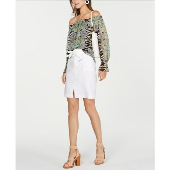 New INC White Paperbag-Waist Skirt XL - Picture 5 of 5